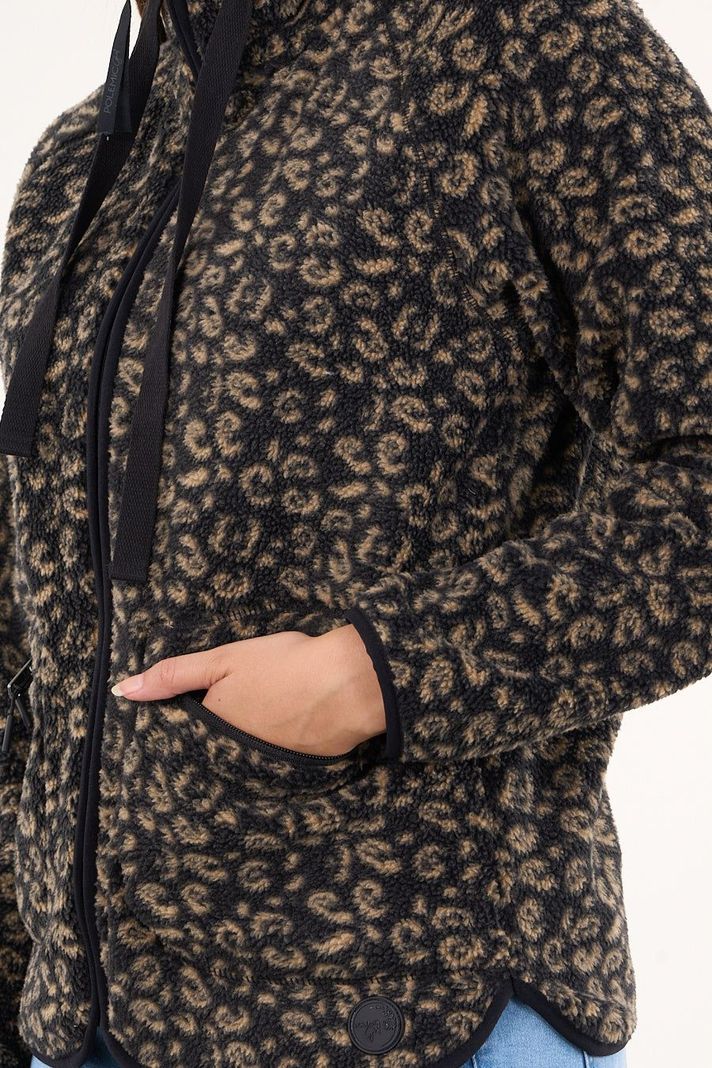 Poleron polar full print look sherpa Negro mujer Polemic-3