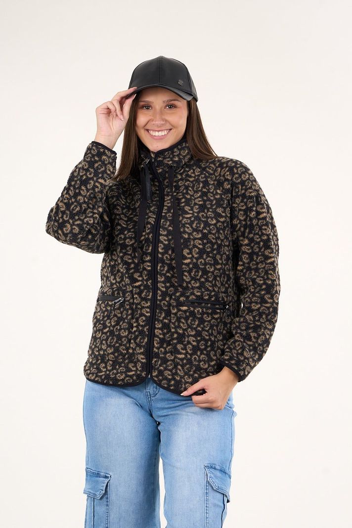 Poleron polar full print look sherpa Negro mujer Polemic-4