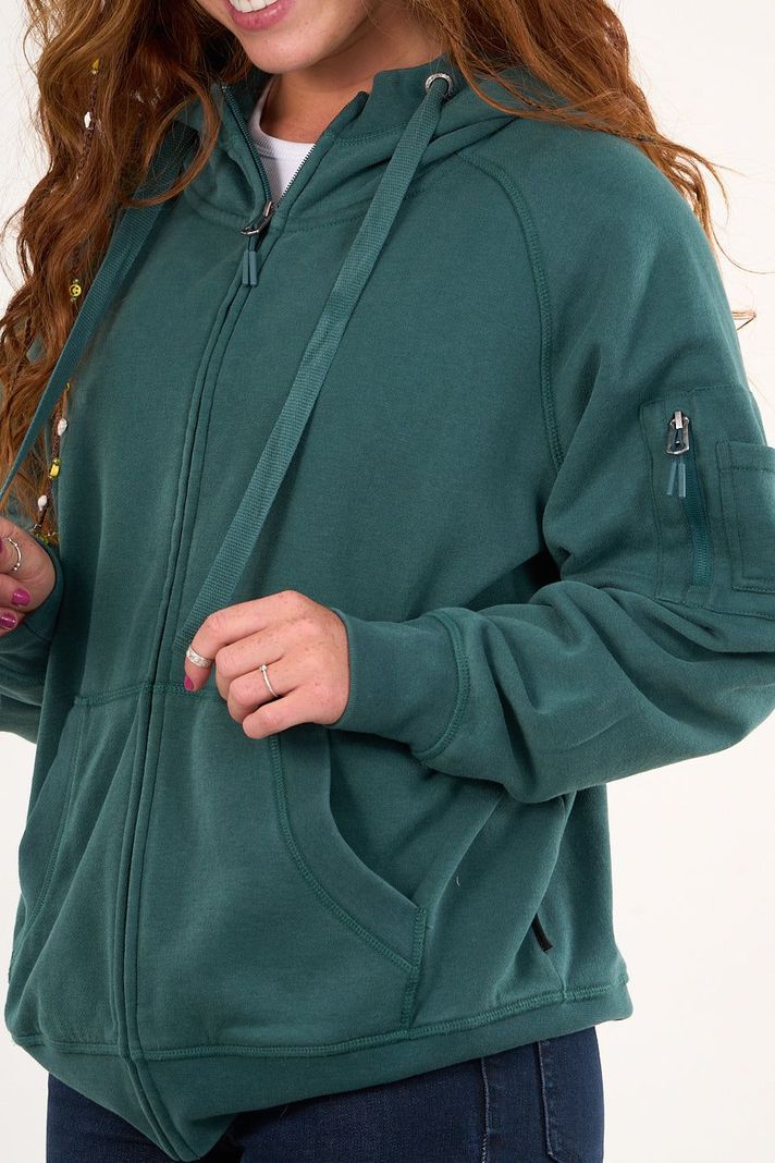 Poleron franela full zipper procesado Verde VW7715 Polemic-3