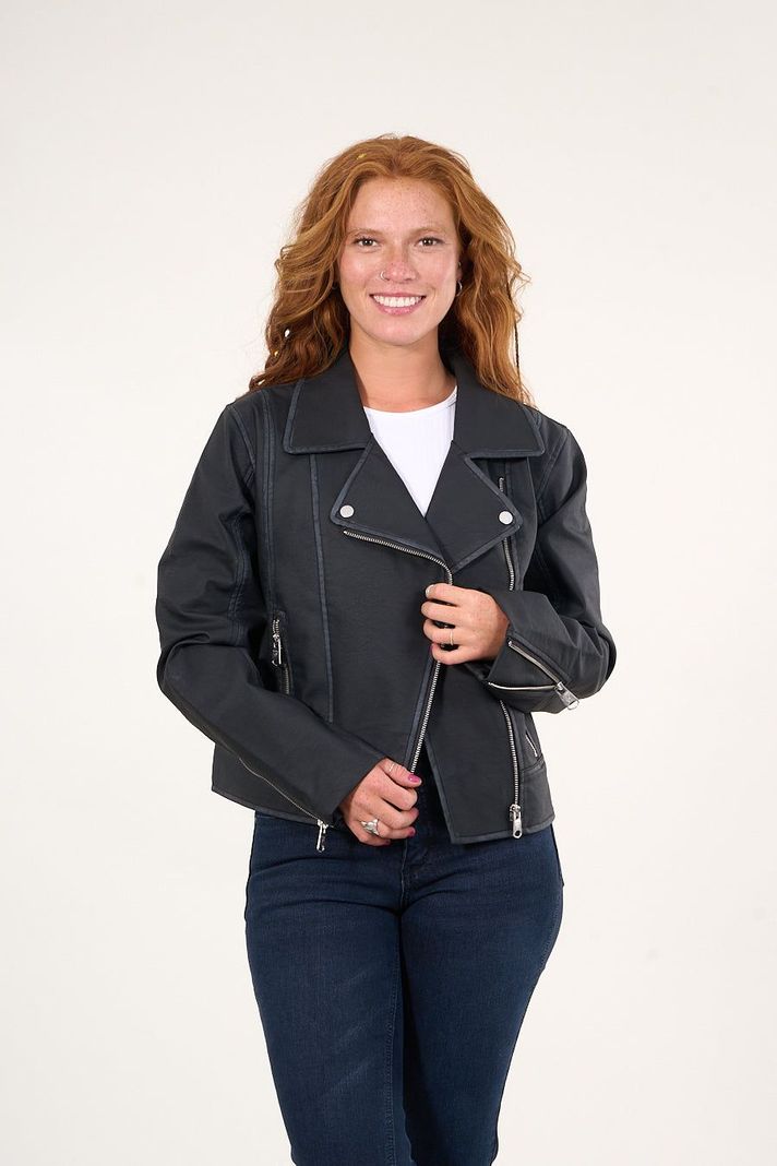 Chaqueta biker PU procesada Negro VW9748 Polemic-0