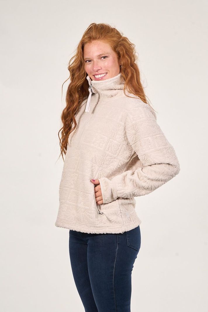 Poleron sherpa hot print medio cierre Crudo mujer Polemic-1