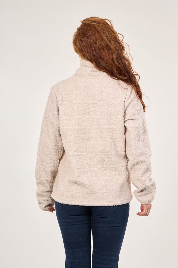 Poleron sherpa hot print medio cierre Crudo mujer Polemic-2