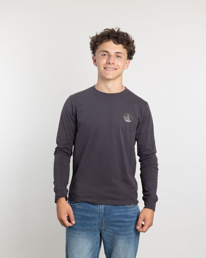 Polera manga larga juvenil algodon clasico Polemic Gris 12