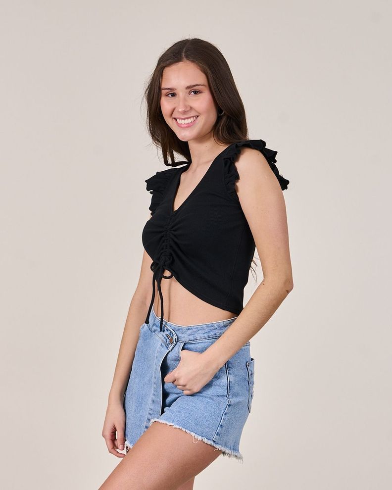 Polera Rib con vuelos y recogido VS1723 - Polemic Girl-2