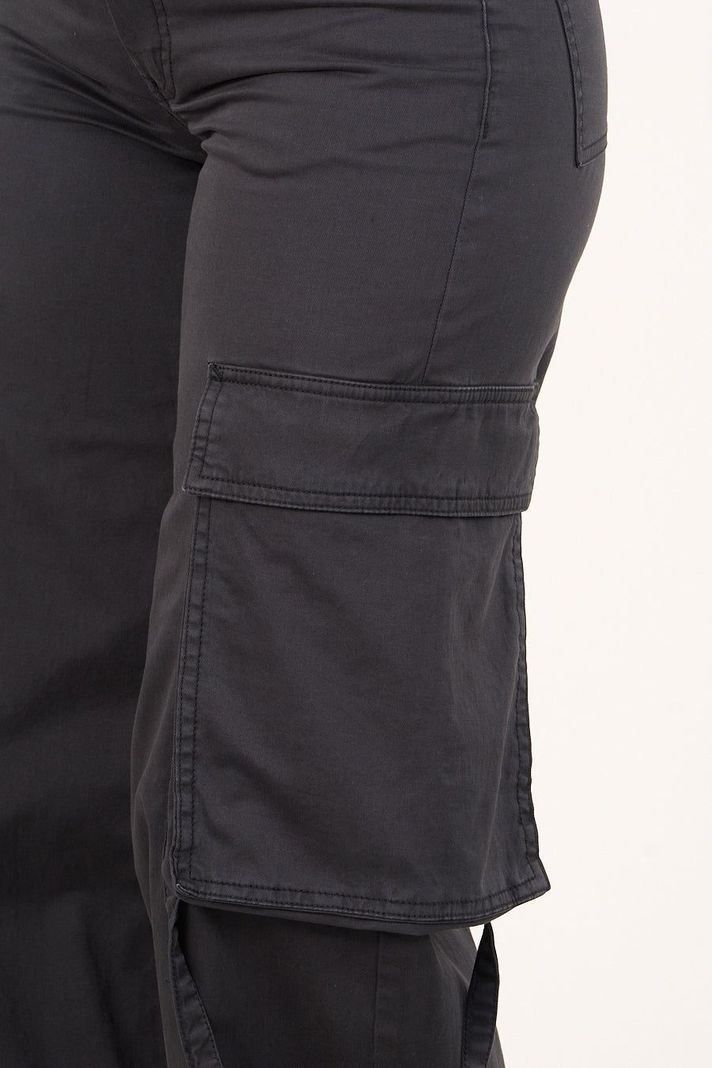 Pantalon cargo Twill wide leg Negro VW4720 Mujer Polemic-4