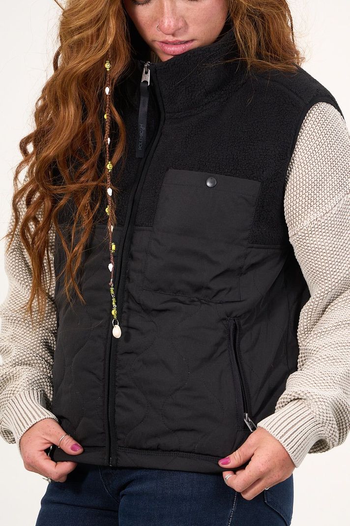Polar sin mangas look sherpa con acolchado Negro mujer Polemic-3