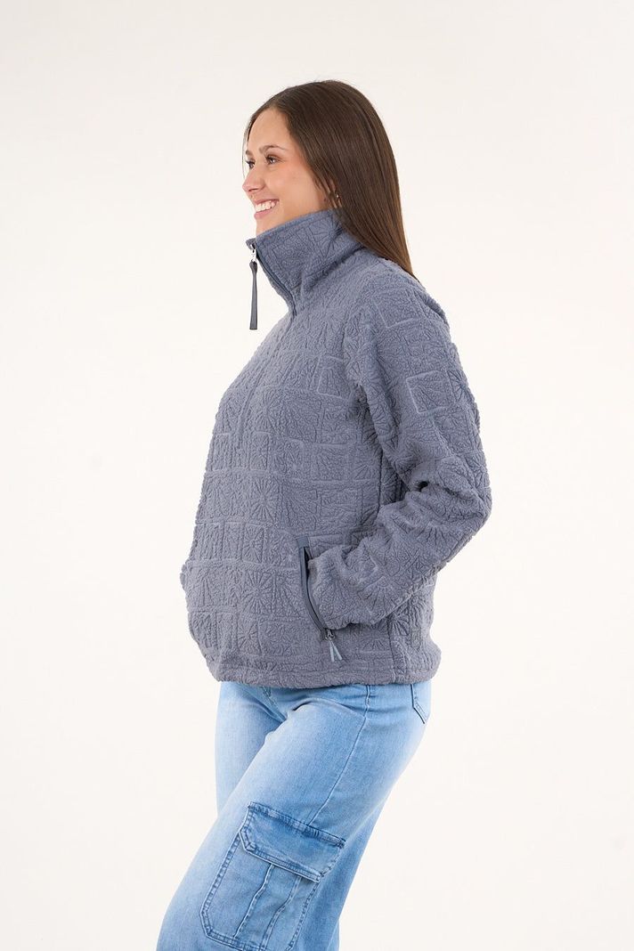 Poleron sherpa hot print medio cierre Azul mujer Polemic-1