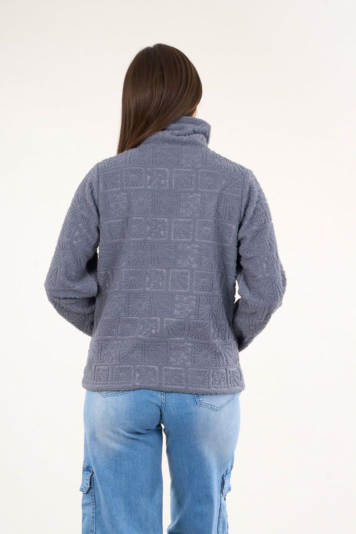 Poleron sherpa hot print medio cierre Azul mujer Polemic-2