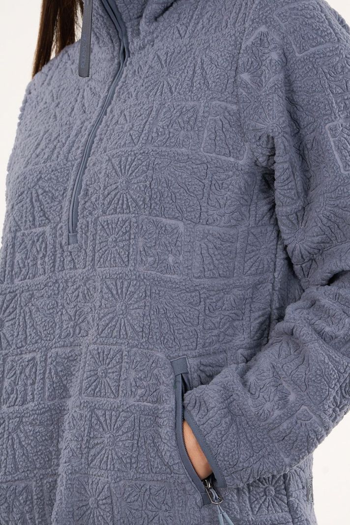 Poleron sherpa hot print medio cierre Azul mujer Polemic-3