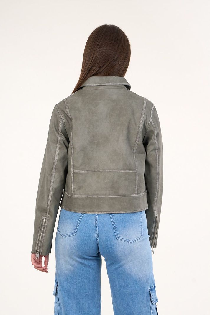 Chaqueta biker PU procesada Verde VW9748 Polemic-2
