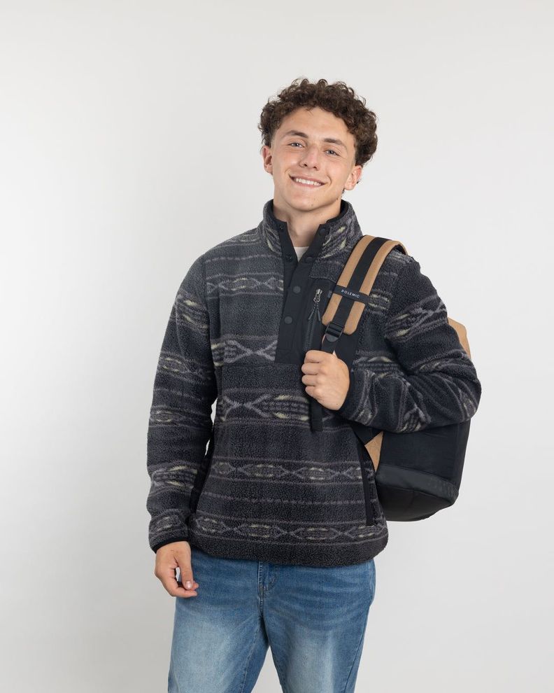 Poleron Juvenil Mini Sherpa estampado sin gorro Polemic Negro 12