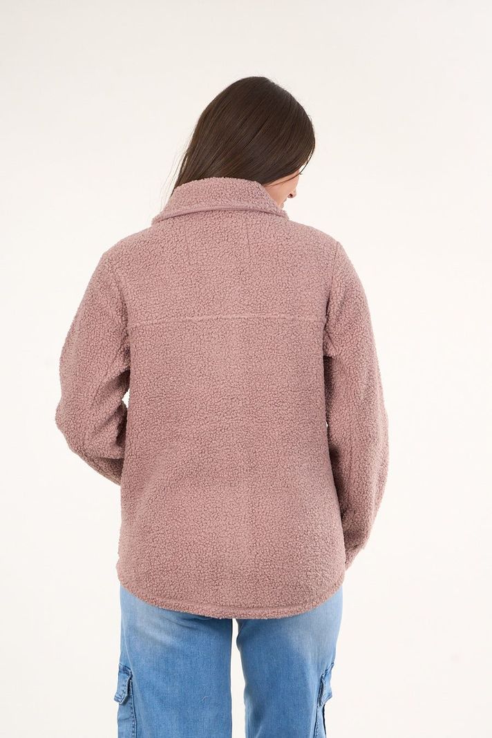 Sobrecamisa sherpa con bolsillos cargo Palo Rosa mujer Polemic-2
