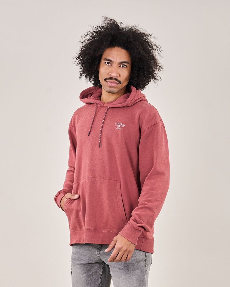 Poleron Oversized Fit Snow Washed Rojo Polemic-0