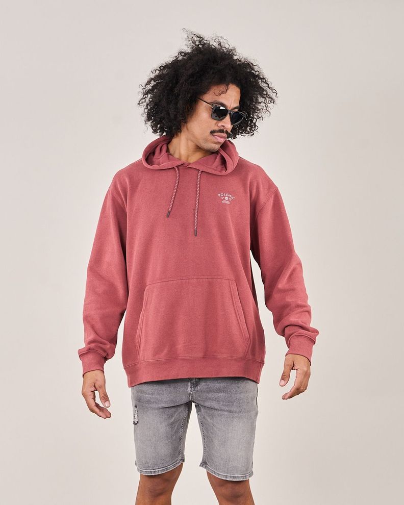 Poleron Oversized Fit Snow Washed Rojo Polemic-2