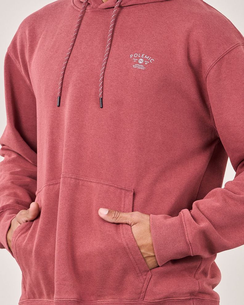 Poleron Oversized Fit Snow Washed Rojo Polemic-4