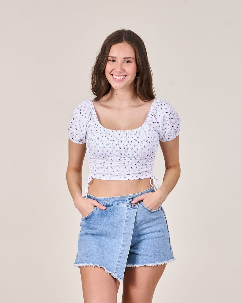 Polera Manga Globo Print Retro - Polemic Girl-1