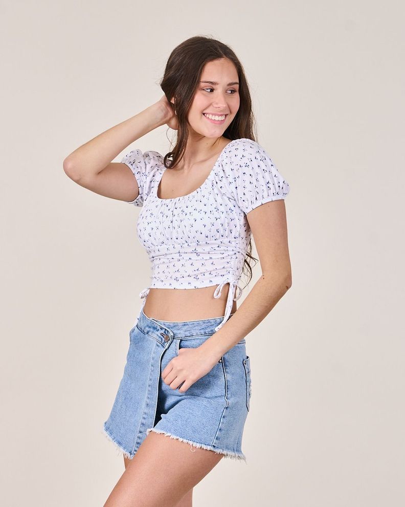 Polera Manga Globo Print Retro - Polemic Girl-4
