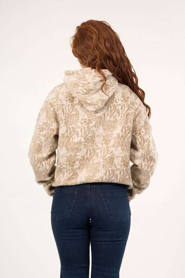 Poleron polar full print medio cierre Beige mujer Polemic-3