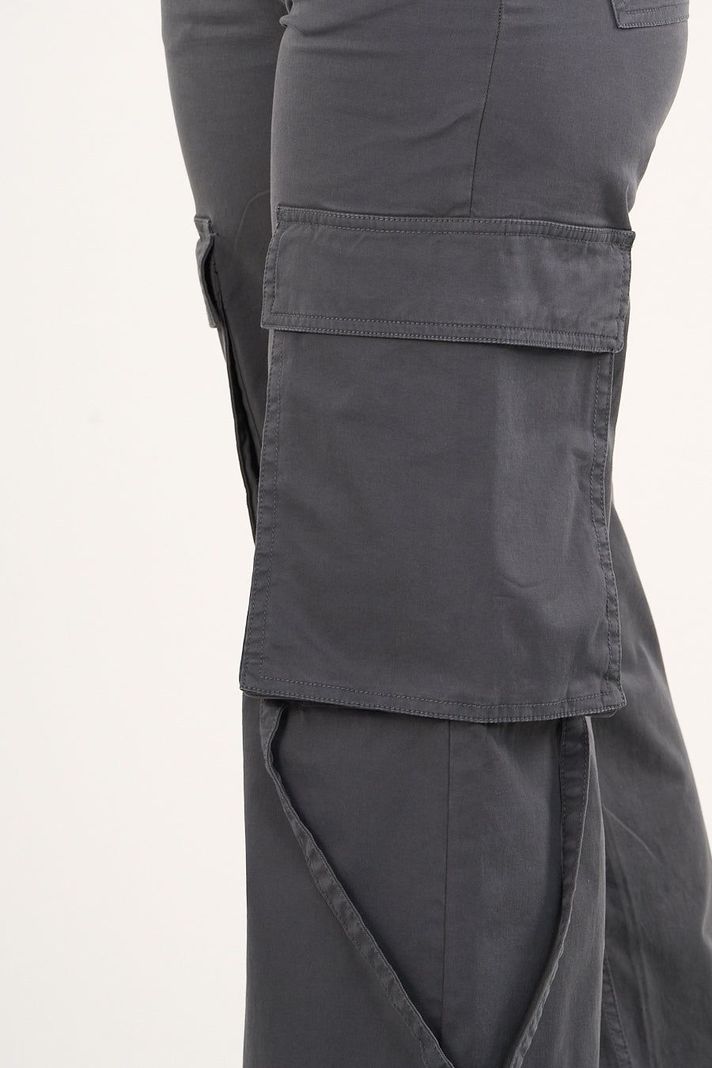 Pantalon cargo Twill wide leg Gris VW4721 Mujer Polemic-4