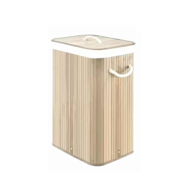 Cesto Canasto Ropa Sucia Bambu Whitmor 60Cm Con Tapa Y Asa Bambu Claro-0