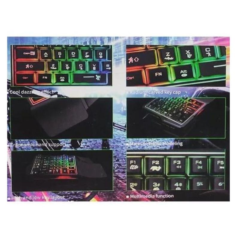 Kit Teclado Una Mano Mouse Gamer Celular Yelandar N3000 Rgb-1