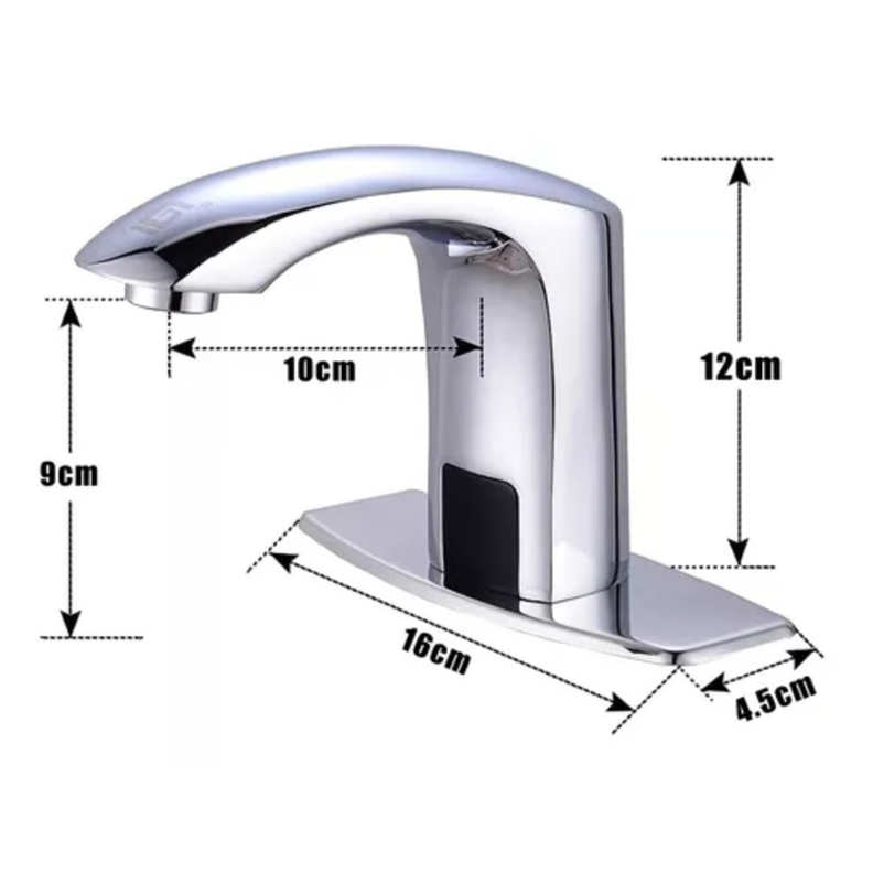 Llave Griferia Lavamanos Acero Sensor Apertura Automatico Cromo-1