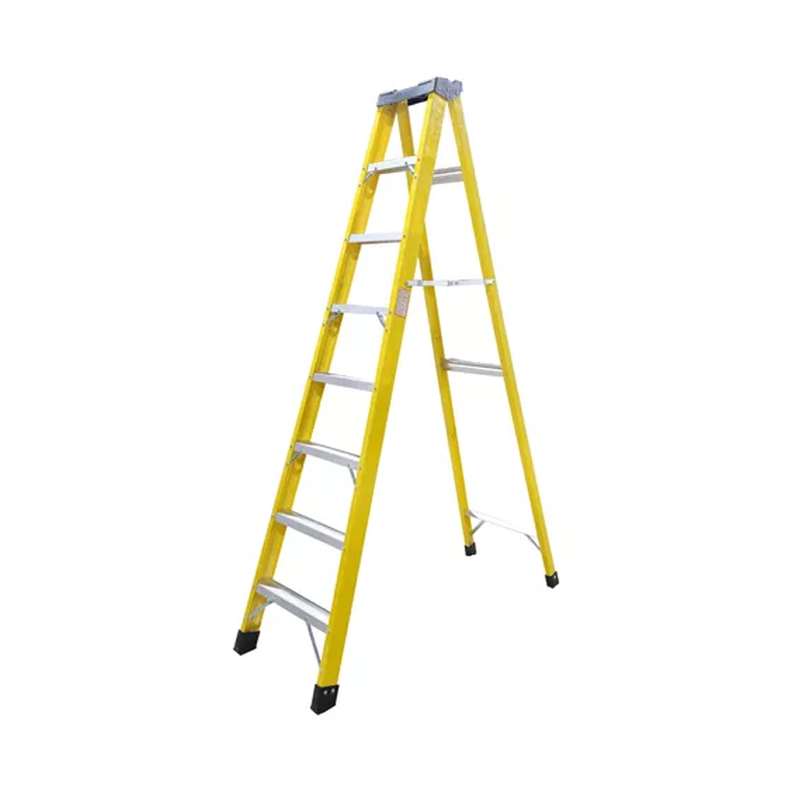 Escalera Fibra De Vidrio Industrial 2.4mts 8 Peldaños 150 kg Amarilla-0