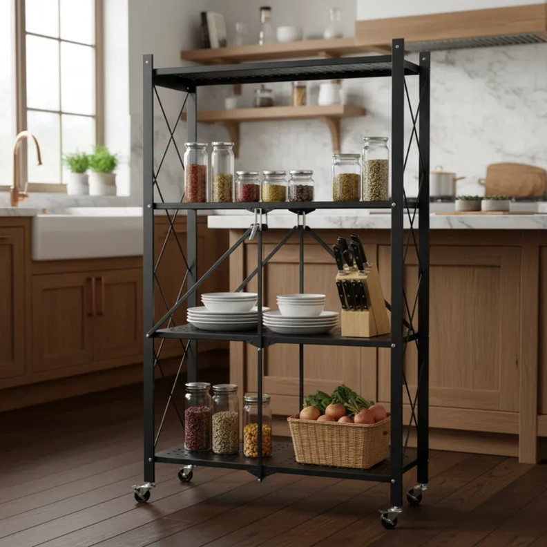 Carro Organizador Estante Plegable 4 Niveles Ruedas Cocina
