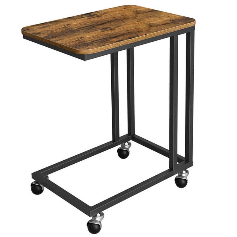 Mesa Auxiliar Lateral Vendel con ruedas Estilo Industrial-0