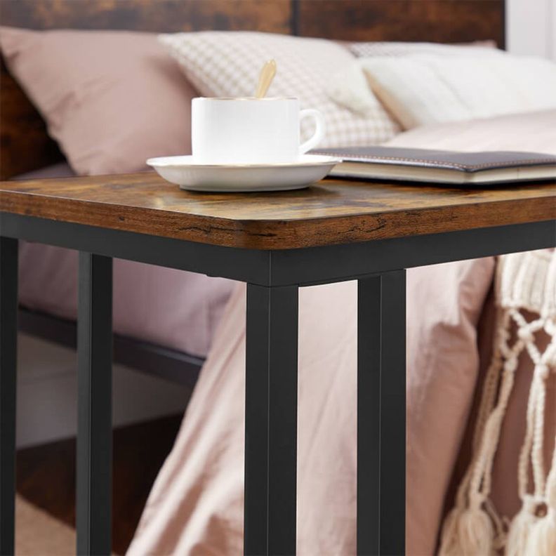 Mesa Auxiliar Lateral Vendel con ruedas Estilo Industrial-1