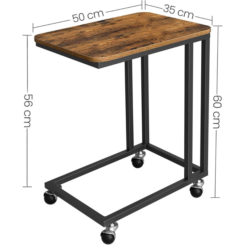 Mesa Auxiliar Lateral Vendel con ruedas Estilo Industrial-2