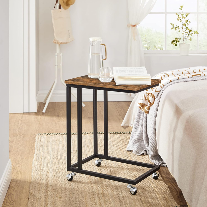 Mesa Auxiliar Lateral Vendel con ruedas Estilo Industrial-7