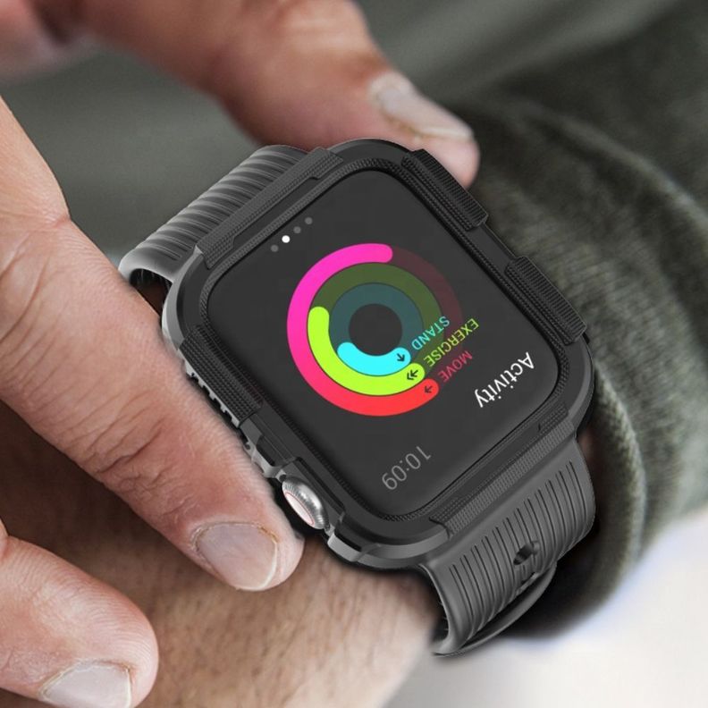 Correa + Carcasa Compatible con Apple Watch Negro 42/44mm-3