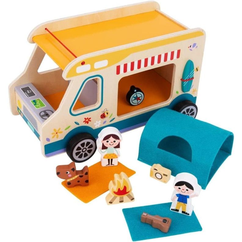 Juego Caravana de Camping Juguete de Madera 13 piezas-1
