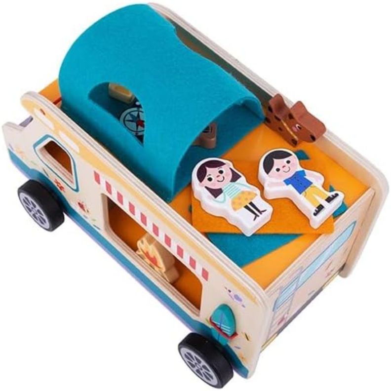Juego Caravana de Camping Juguete de Madera 13 piezas-5