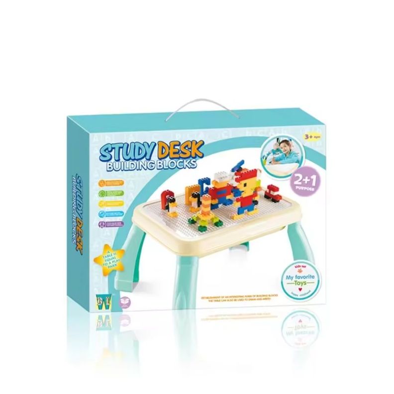 Mesa de Juegos Didáctica Construcción 600 Bloques Azul-2