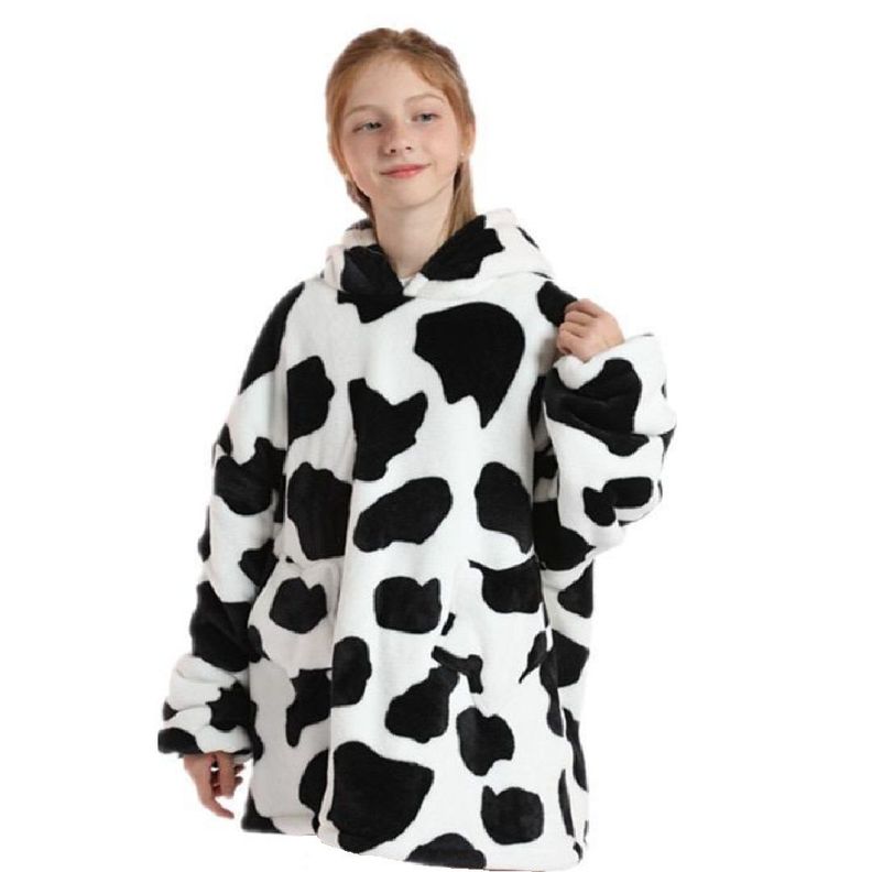 Manta con Capucha Suave Poncho Poleron Niño Vaca-0