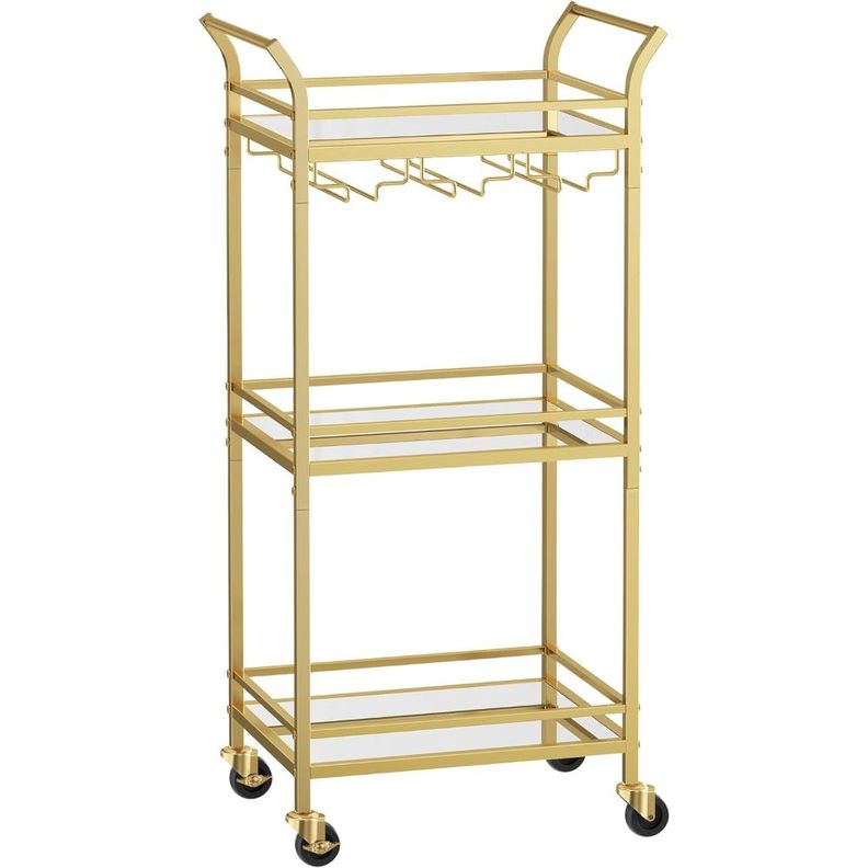 Carro Auxiliar Organizador Bar Cocina 3 Niveles Dorado Reika-0