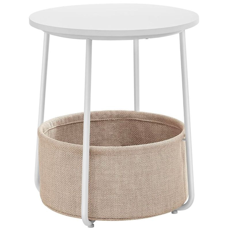 Mesa Auxiliar con Canasto Norrebro Estilo Industrial Blanco