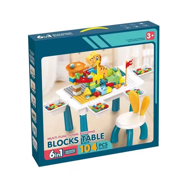 Mesa de Bloques con Toboganes, Incluye Silla y 104 Bloques-2
