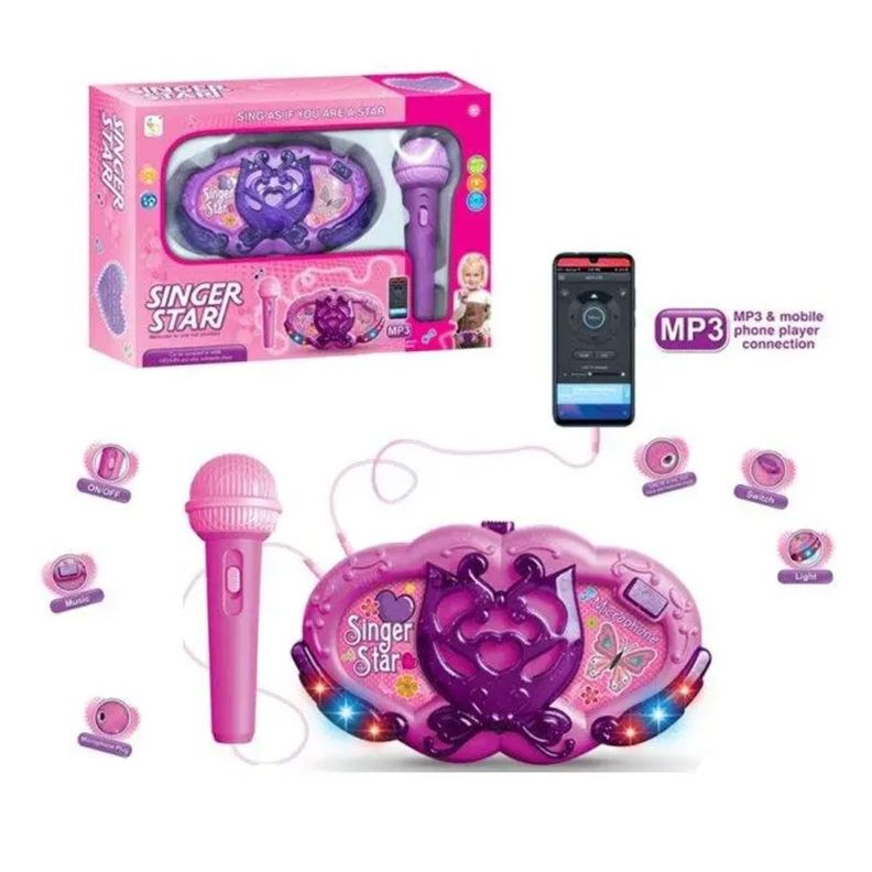 Central Musical con Microfono Karaoke Rosado-1