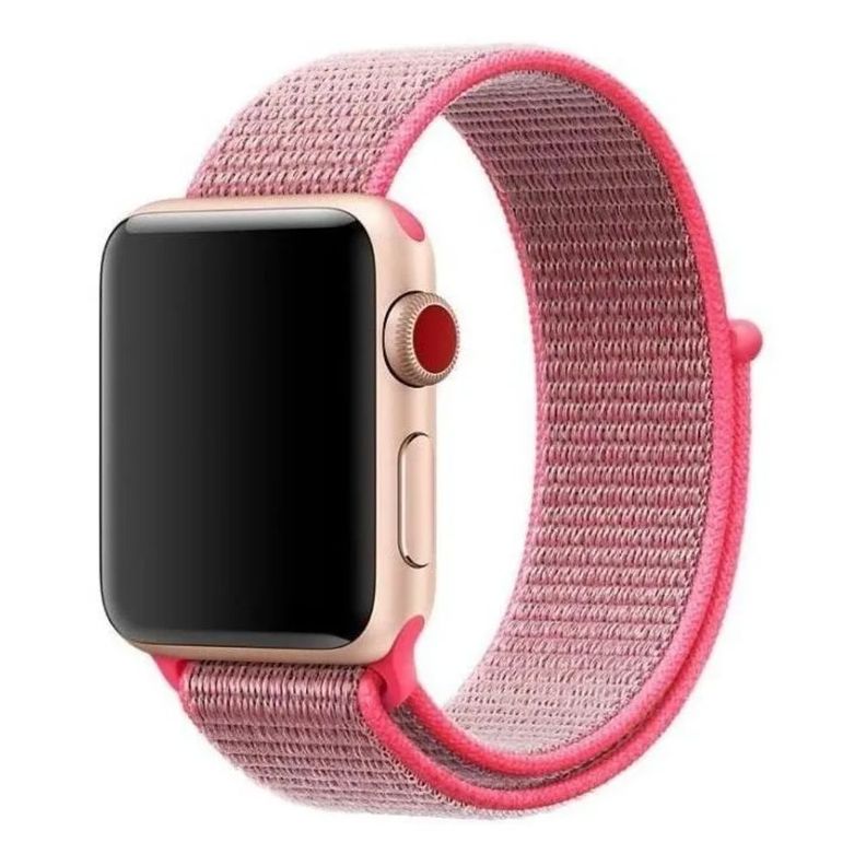 Correa Compatible c/ Apple Watch Nylon Velcro 38/40mm Rosa-0