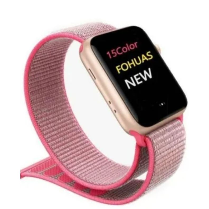 Correa Compatible c/ Apple Watch Nylon Velcro 38/40mm Rosa-1