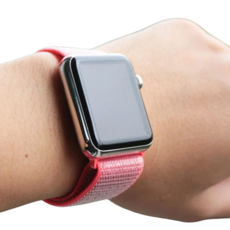 Correa Compatible c/ Apple Watch Nylon Velcro 38/40mm Rosa-3