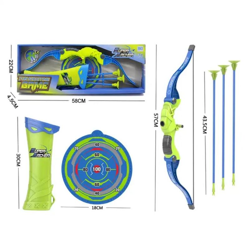 Tiro al Arco de Juguete Incluye Arco y Flechas Azul y Verde-2