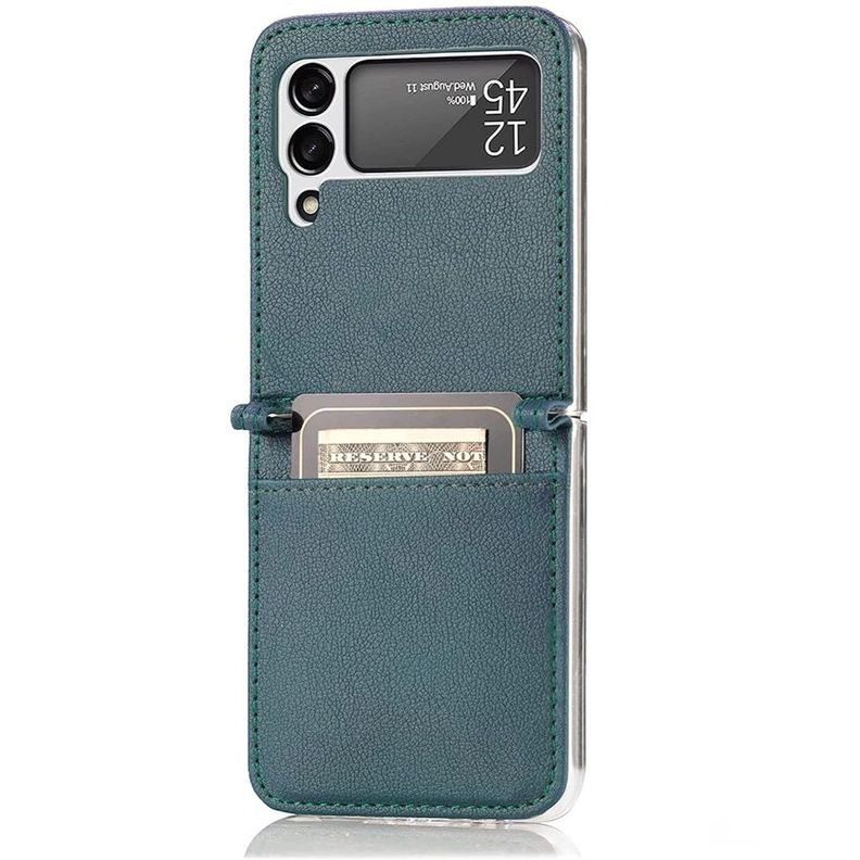 Carcasa Cuero Tpu Verde Compatible Samsung Z Flip 3 + Lámina-0