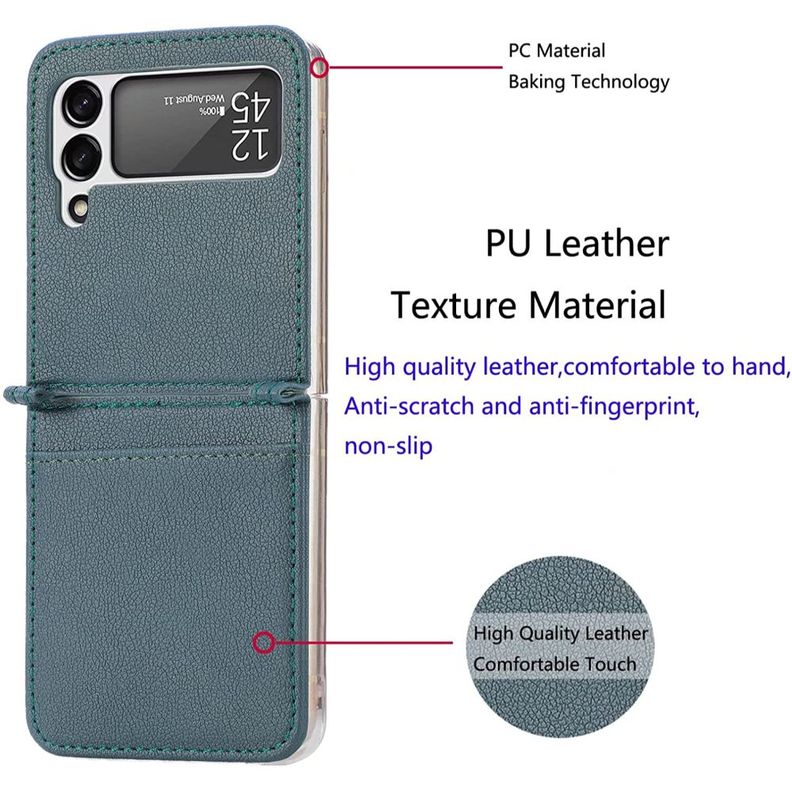 Carcasa Cuero Tpu Verde Compatible Samsung Z Flip 3 + Lámina-2