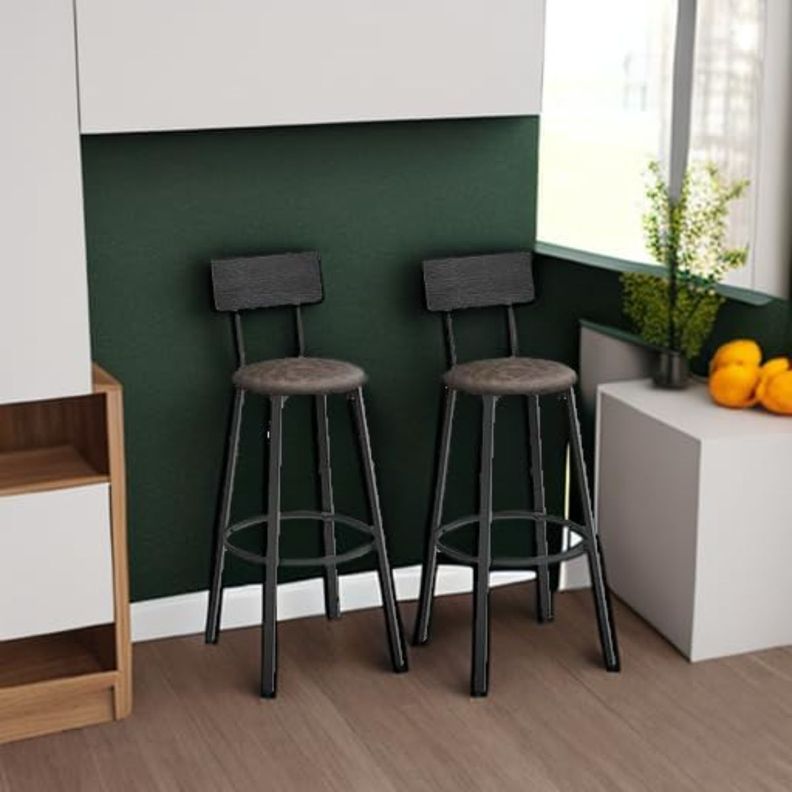 Set 2 Sillas Taburetes de Bar Madera y Fierro Rindal-1