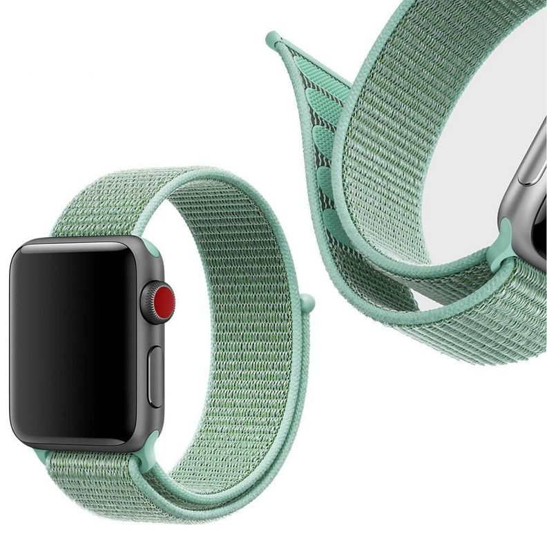 Correa Compatible c/ Apple Watch Nylon Velcro 38/40mm Menta-2