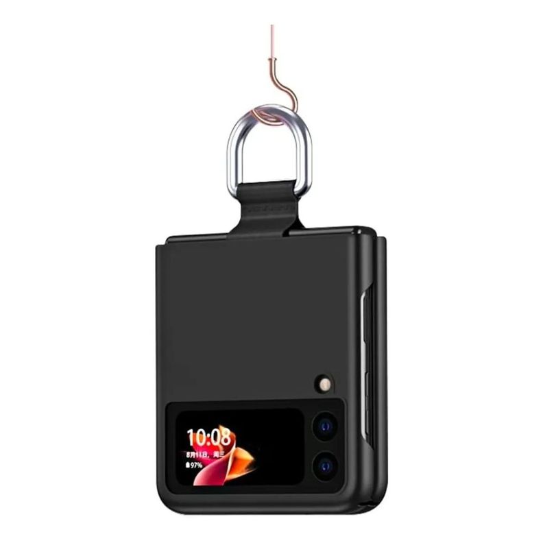 Carcasa c/ Anillo Negro Compatible Samsung Z Flip 3 + Lámina-0